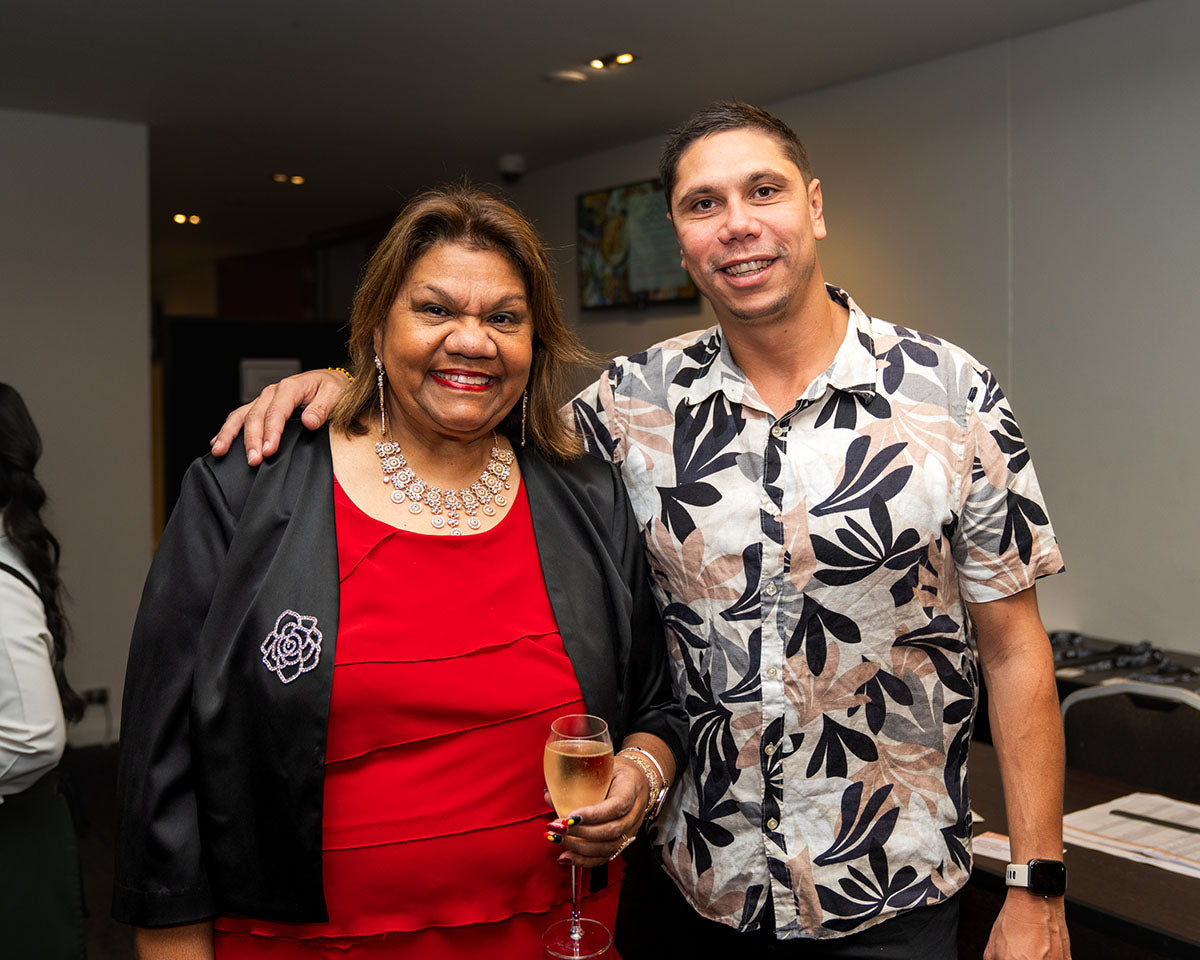 AEMEE CEO Jyi Lawton smiling warmly alongside a prominent Christine Ross during the gala evening.