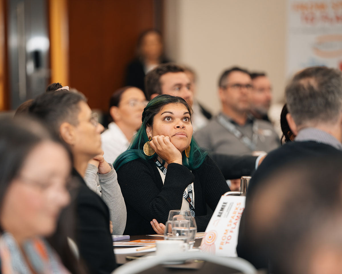 Delegates listening during a conference presentation at the 2024 AEMEE Annual Conference in Fremantle, WA.