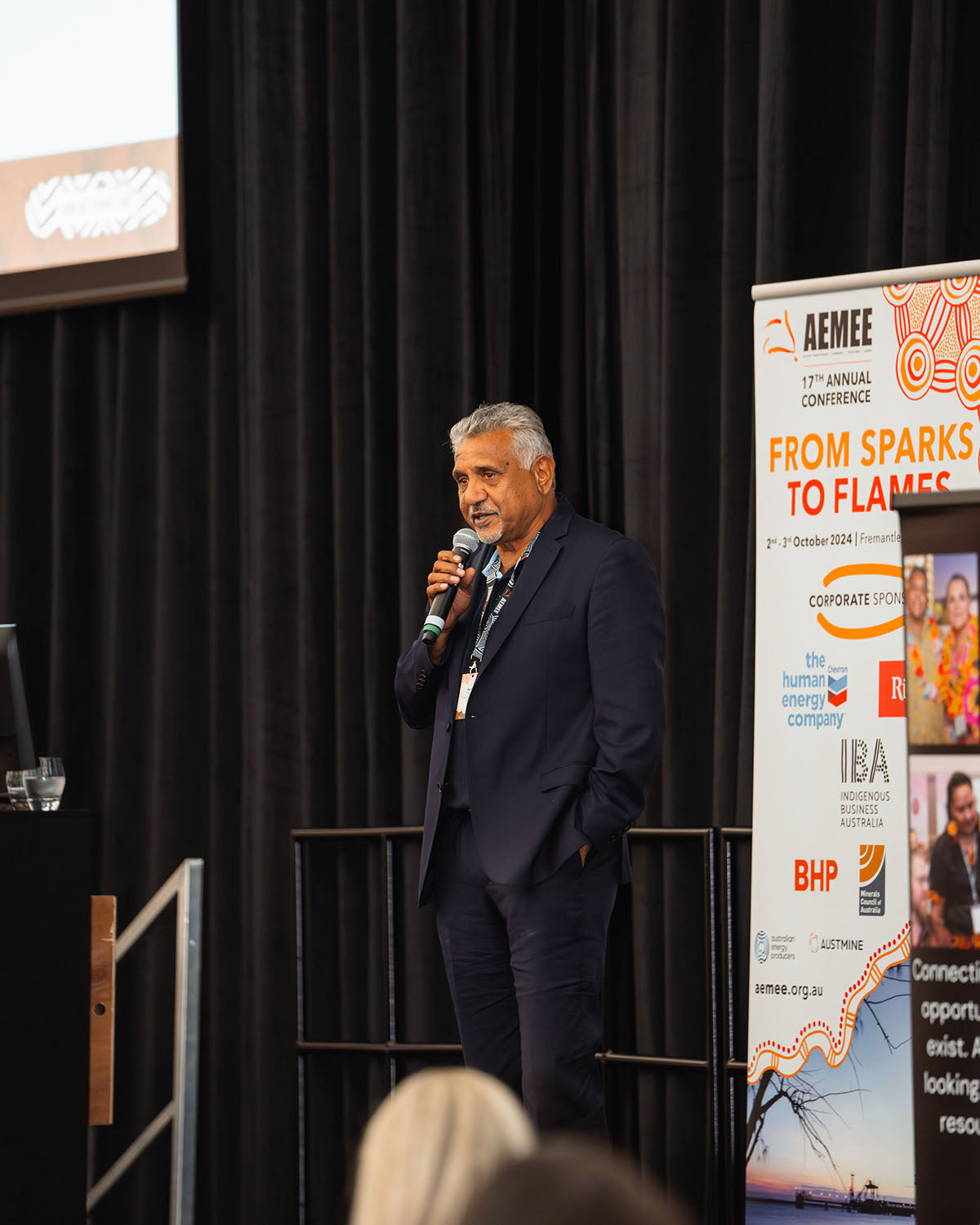 Barry Taylor from Cundaline Resources speaking during the “Walking Two Worlds” presentation at the 2024 AEMEE Annual Conference.