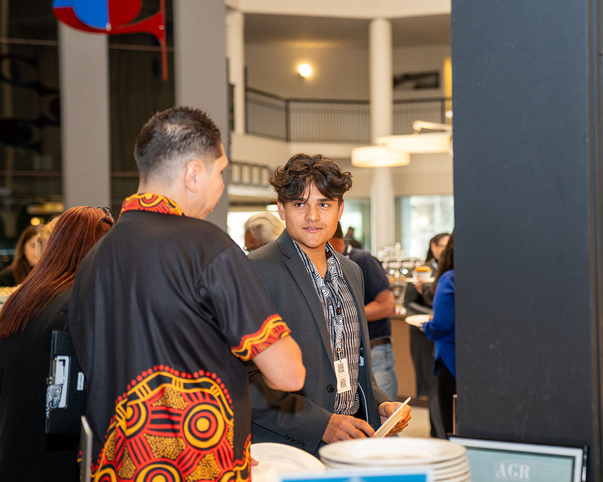 Delegates speaking during a break at the 2024 AEMEE Annual Conference in Fremantle, WA.