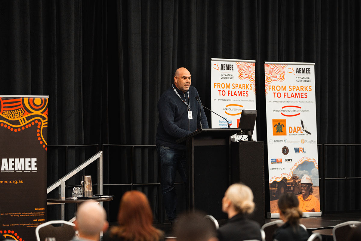 Michael Grundon from GaWun Supplies presenting “Creating Unity Between Corporations & Country” during Session 2 at the 2024 AEMEE Annual Conference.