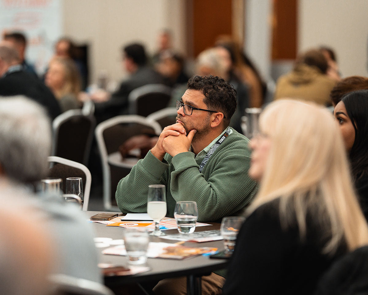 Delegate listening during Session 2: Tracking the Journey at the 2024 AEMEE Annual Conference.