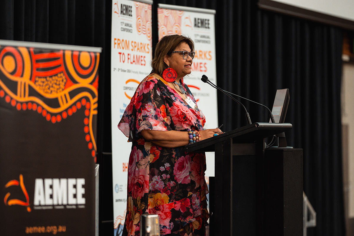 Christine Ross from Christine Ross Consultancy presenting “The Rise of Aboriginal Owned Business in the West, particularly by Women” at the 2024 AEMEE Annual Conference.