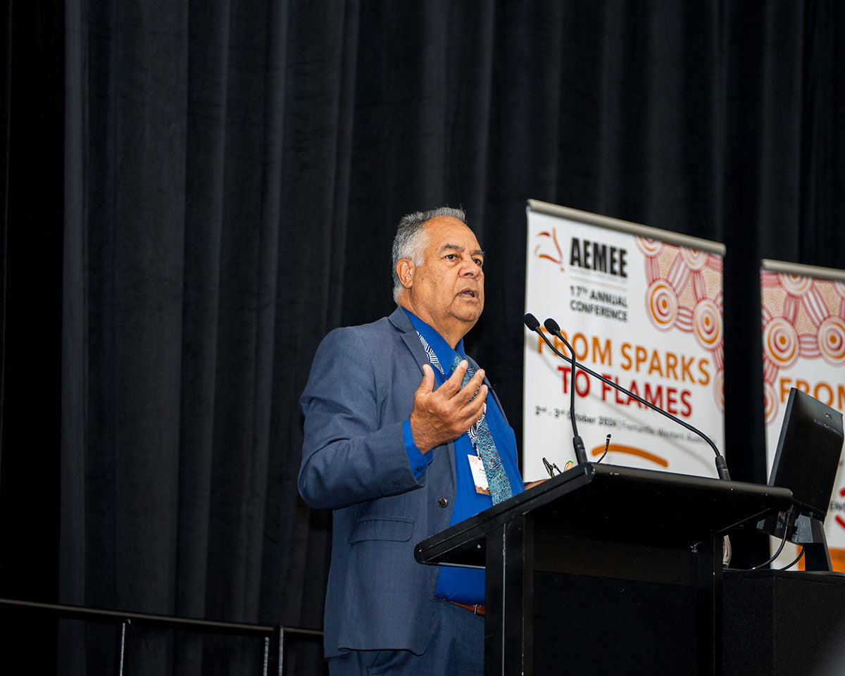 Speaker presenting at the AEMEE 2024 Annual Conference Day 1, Fremantle Western Australia