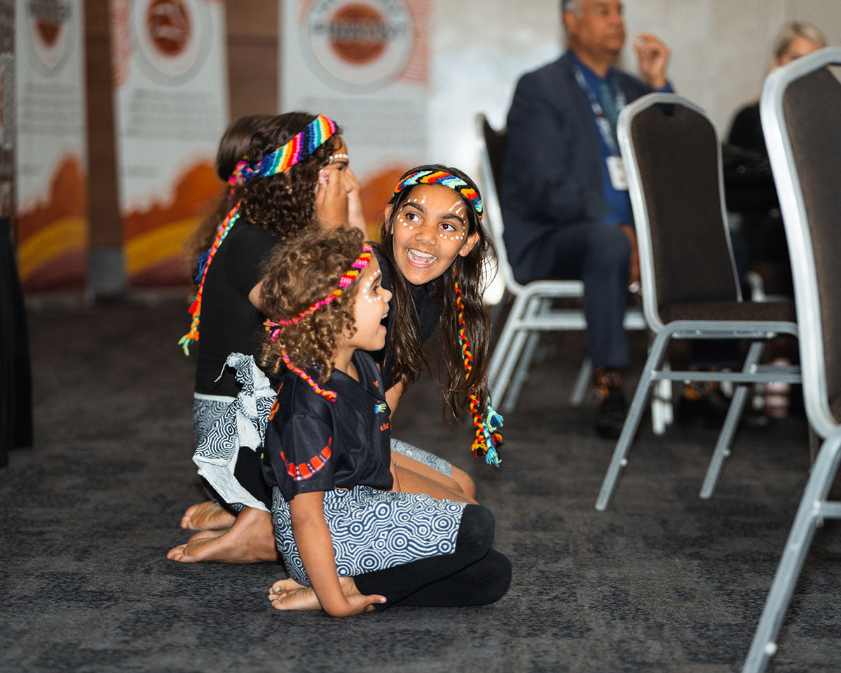 Indigenous youth dancers at the AEMEE 2024 Annual Conference Day 1, Fremantle Western Australia