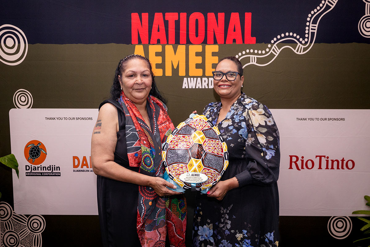 3BB Contracting Pty Ltd receiving the 2025 New Indigenous Business of the Year award at the AEMEE 2025 Annual Conference.