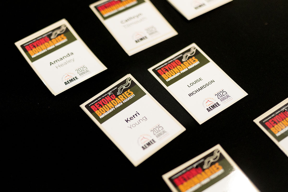 AEMEE 2025 Annual Conference delegate name badges, Darwin