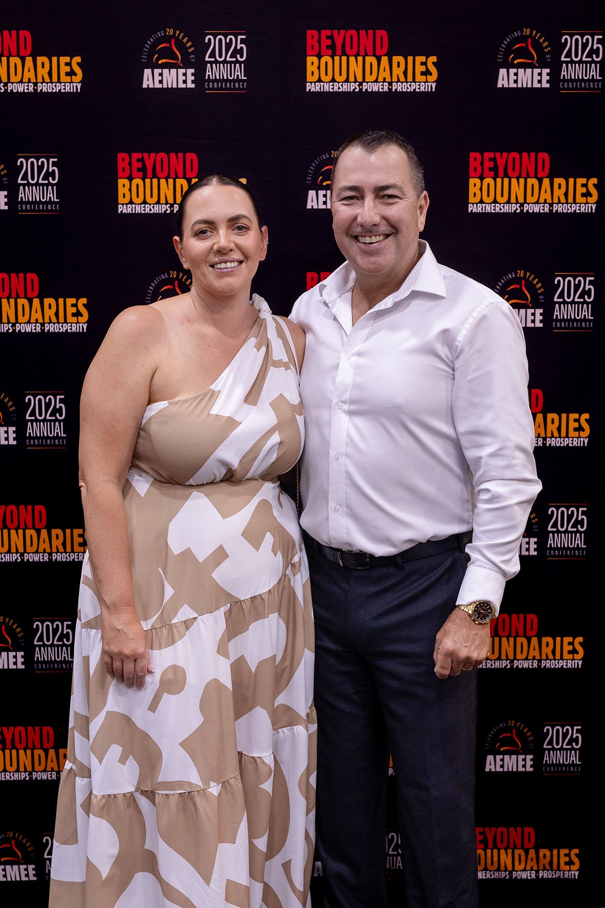 Guests at the AEMEE 2025 National Resource Sector Awards gala dinner — Beyond Boundaries backdrop, Darwin