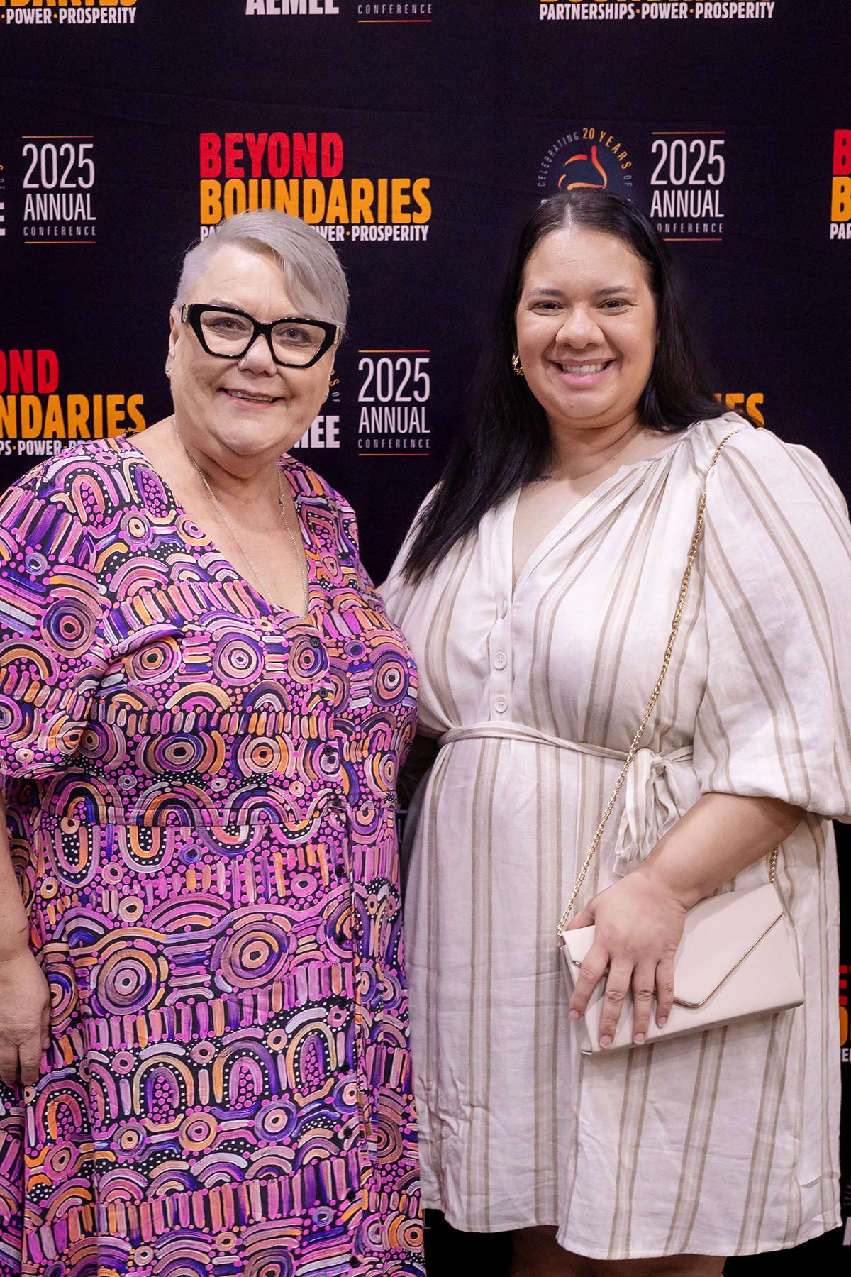 Guests posing at the AEMEE 2025 National Resource Sector Awards gala dinner — Beyond Boundaries backdrop, Darwin