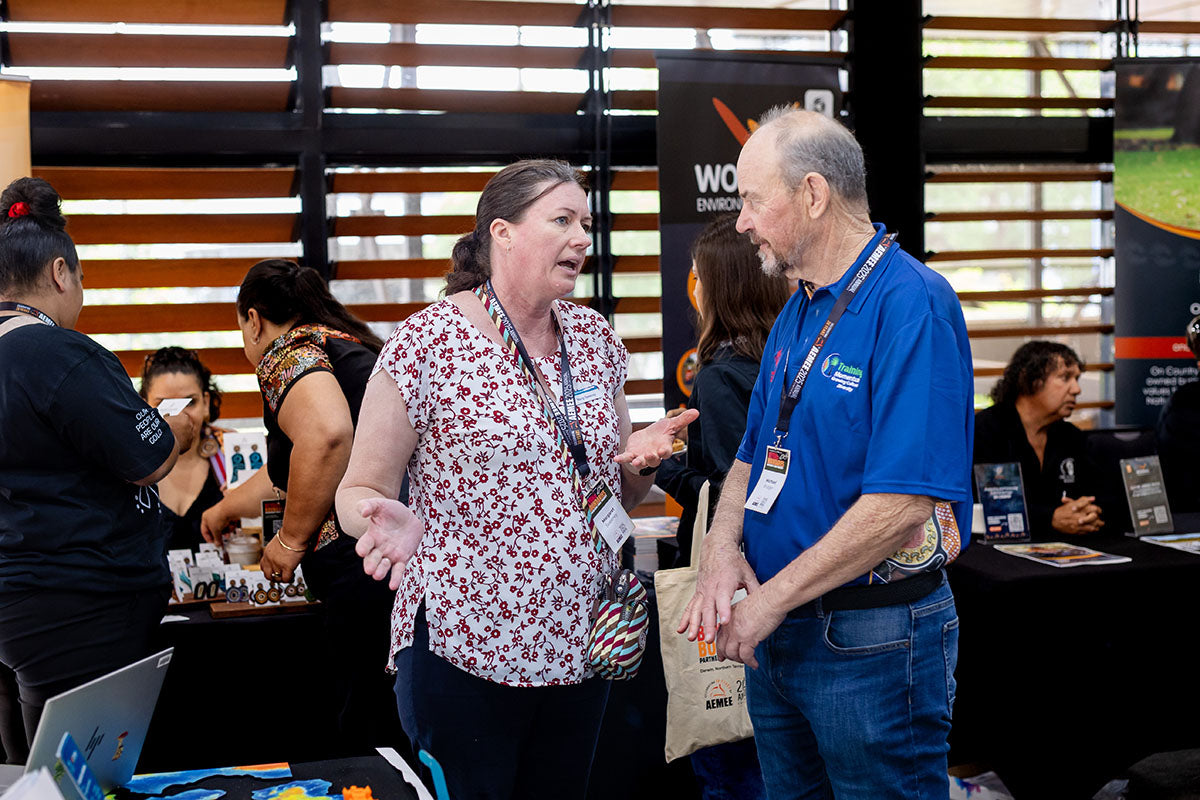 Attendees networking at the AEMEE conference, connecting Indigenous business and resources sector representatives.