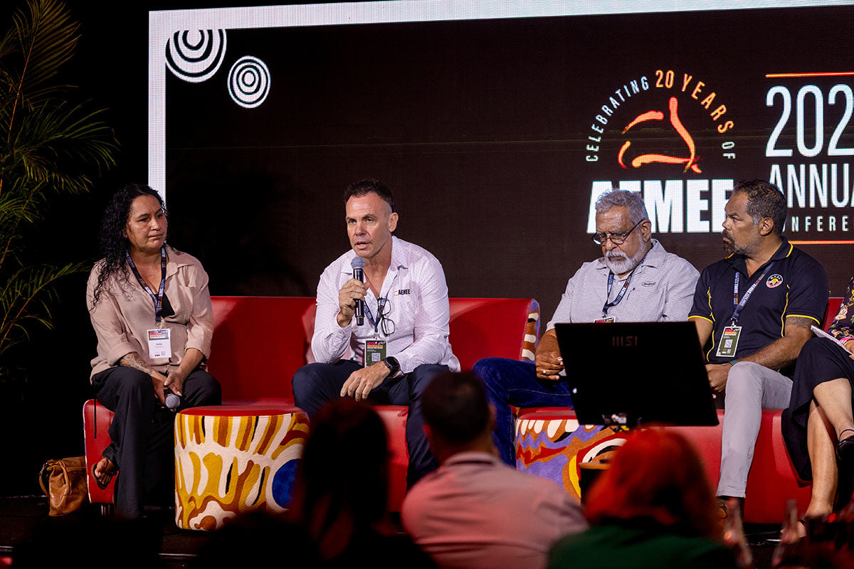 Panel speakers at the AEMEE 2025 Annual Conference discussing Indigenous business and resources sector opportunities.