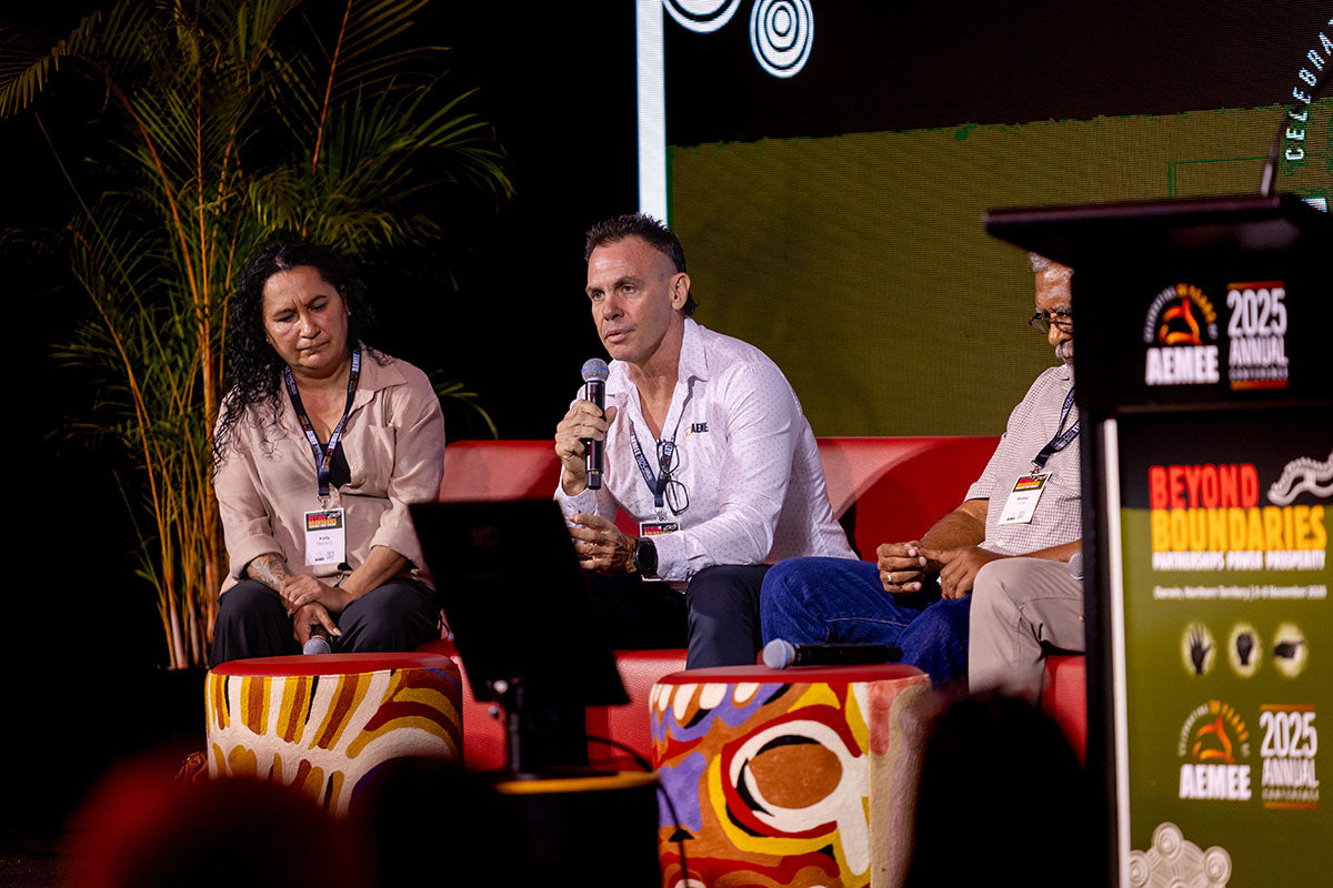AEMEE conference panellists discussing Indigenous business opportunities and collaboration in the resources sector.