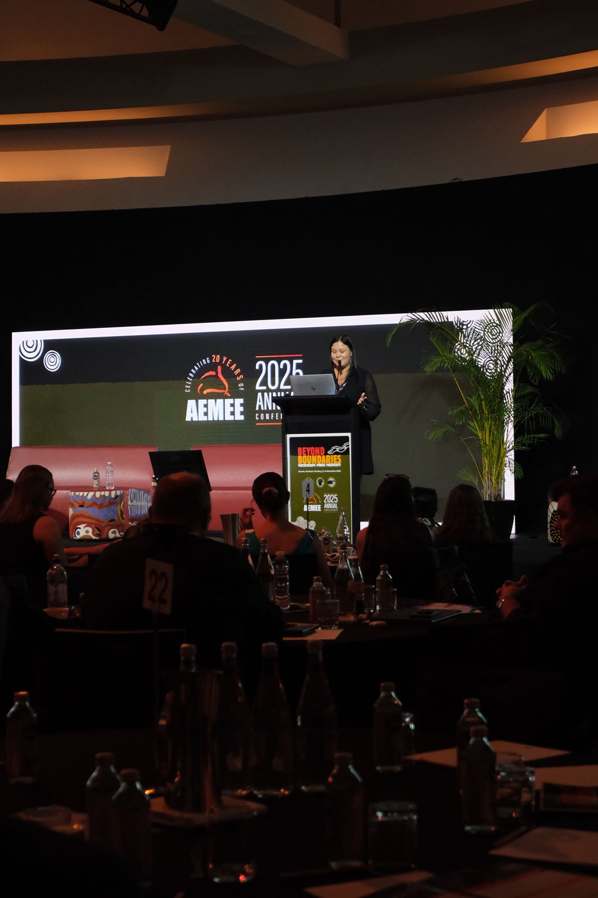 Wide view of a presenter speaking to delegates at the AEMEE 2025 Annual Conference.