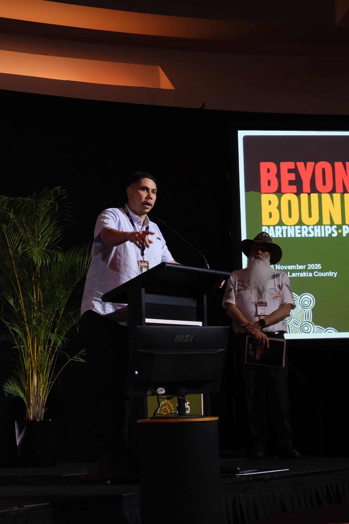 CEO Jyi Lawton, speaking at the AEMEE 2025 Annual Conference during a session on Indigenous business and resources sector leadership.
