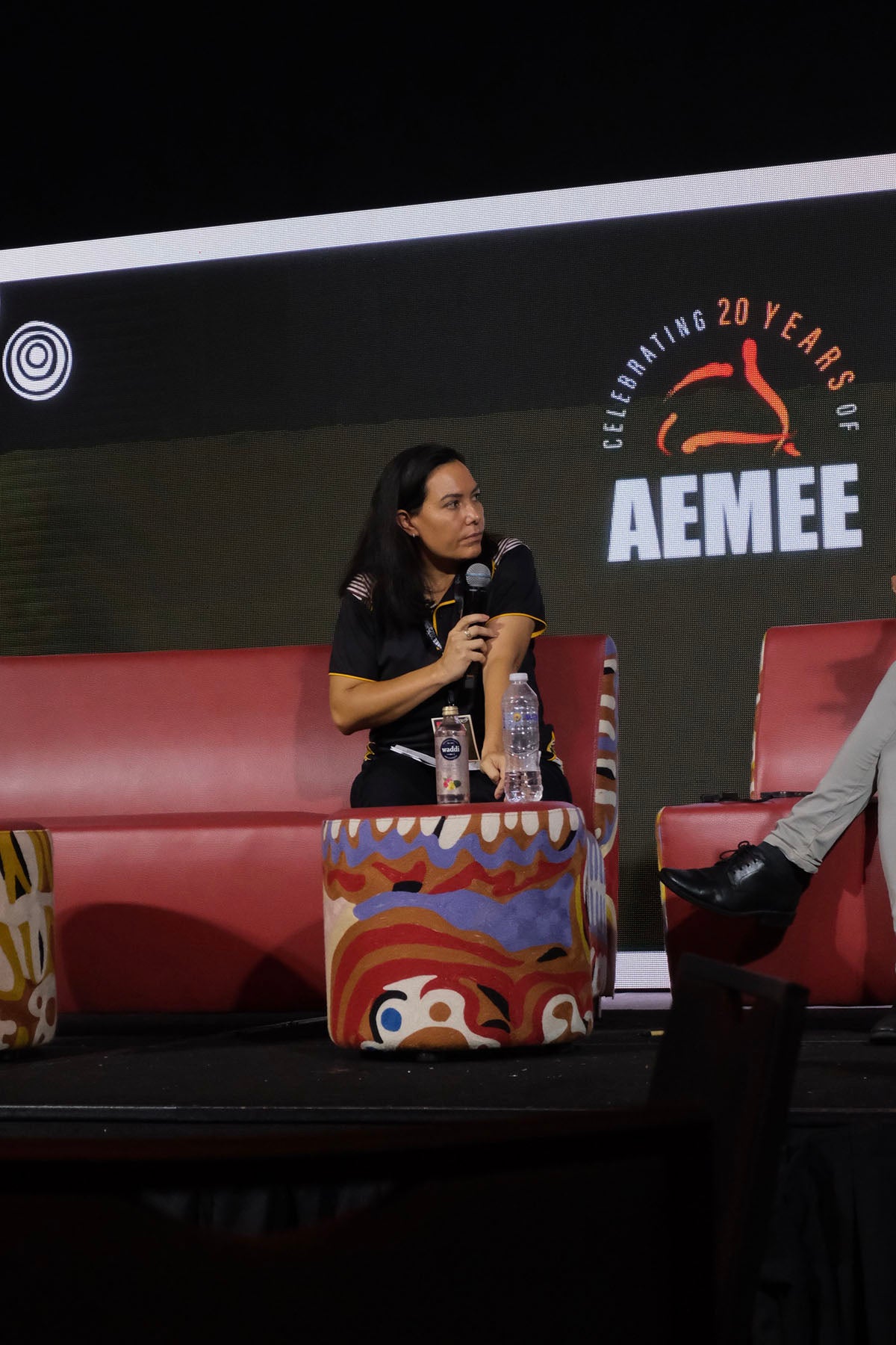 AEMEE conference panellist speaking during a session on Indigenous business and resources sector collaboration.