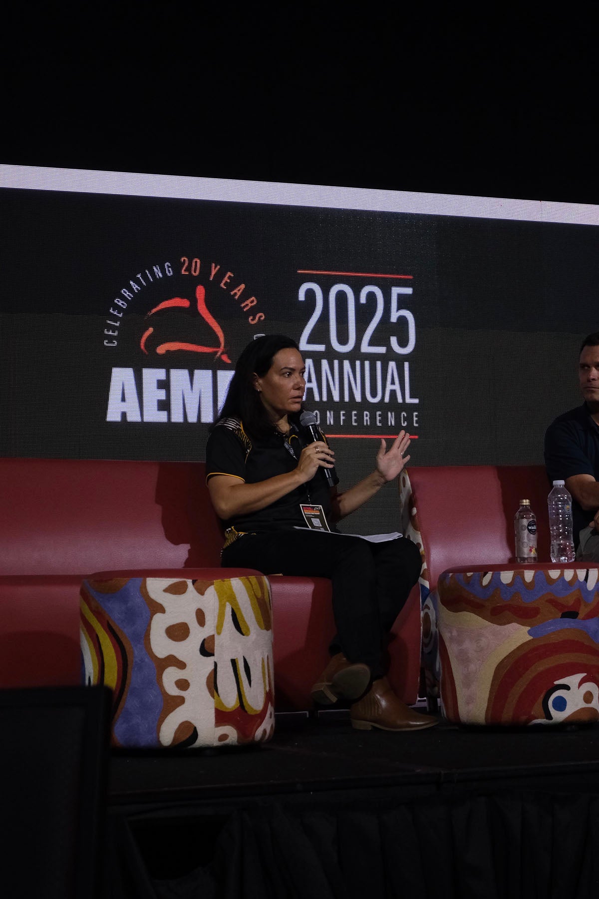 Panellist speaking at the AEMEE 2025 Annual Conference on Indigenous business and resources sector participation.