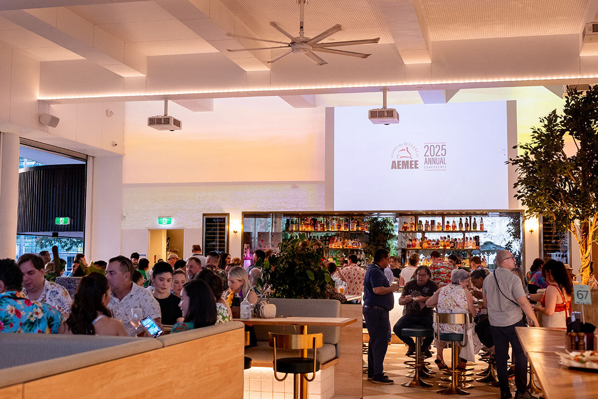Full venue at the AEMEE 2025 Annual Conference networking night in Darwin